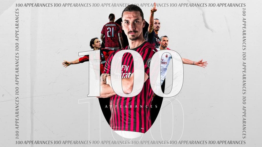Ibrahimovic disputó su partido número 100 con el Milan. Twitter/ACMilan