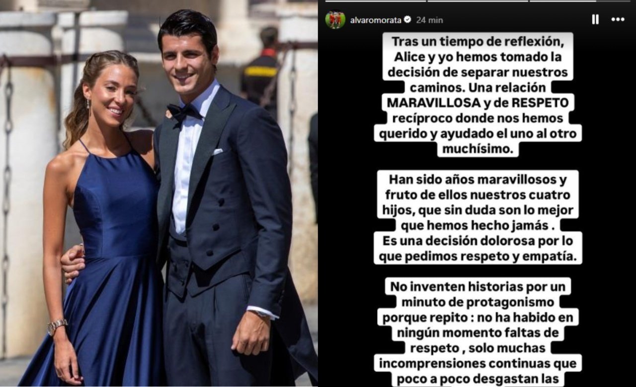 Morata confirmed that he has split up with his wife, Alice Campello. EFE/Instagram/alvaromorata