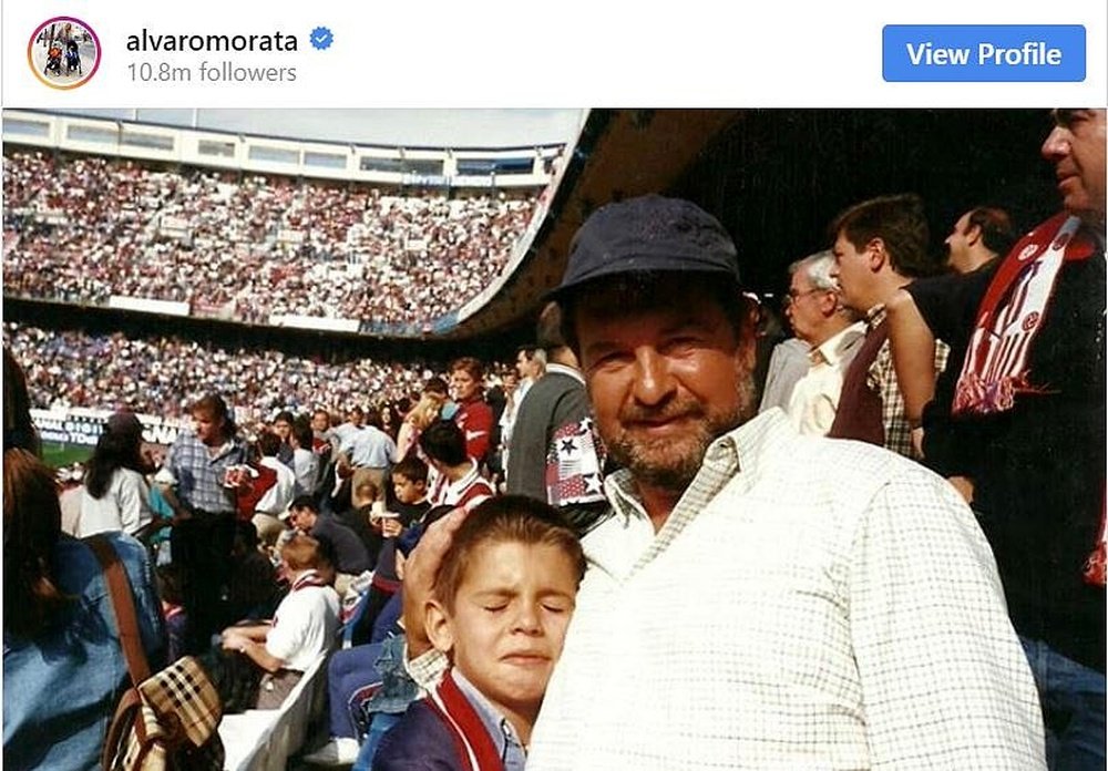 Morata felicitó a su padre en el día señalado y remarcó su corazón atlético. Instagram/alvaromorata