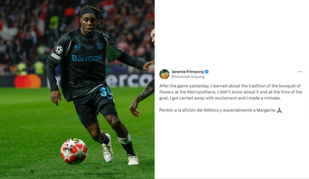 Frimpong kicked Atletico's traditional bouquet of flowers. EFE/Twitter/JeremieFrimpong