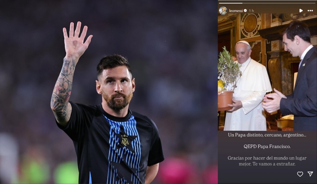 Leo Messi, through his Instagram account, remembered the figure of Pope Francis, Argentinean and football fan, who recently passed away at the age of 88. "Thank you for making the world a better place," he said.