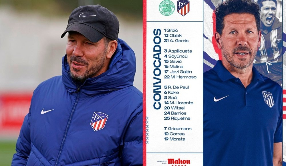 Savic regresa a una lista de la que se cae Lino por lesión. EFE/Atleti