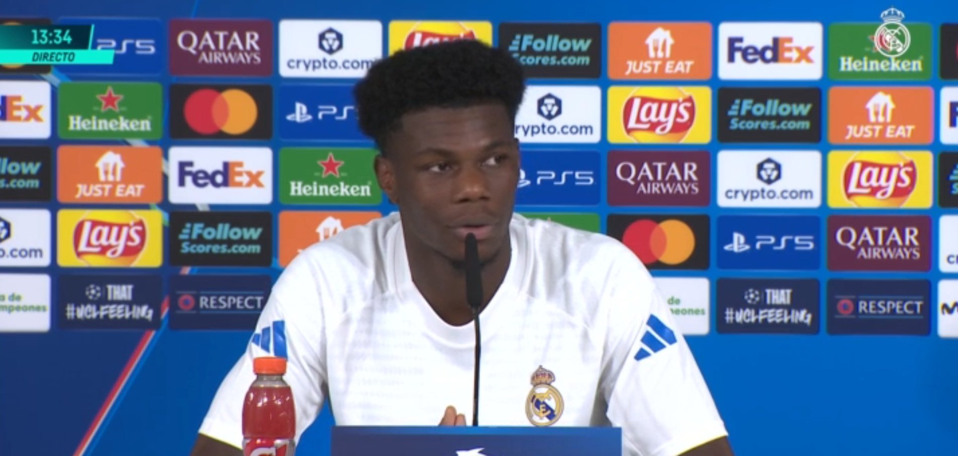 Tchouaméni ha analizzato la partita di Champions League contro l'Olympique Marsiglia. Captura/RealMadridTV