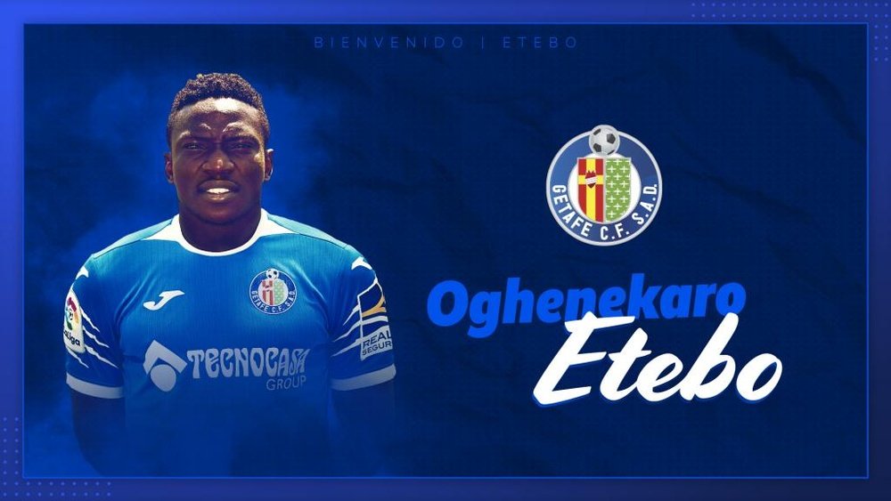 Etebo es nuevo jugador del Getafe. Twitter/GetafeCF