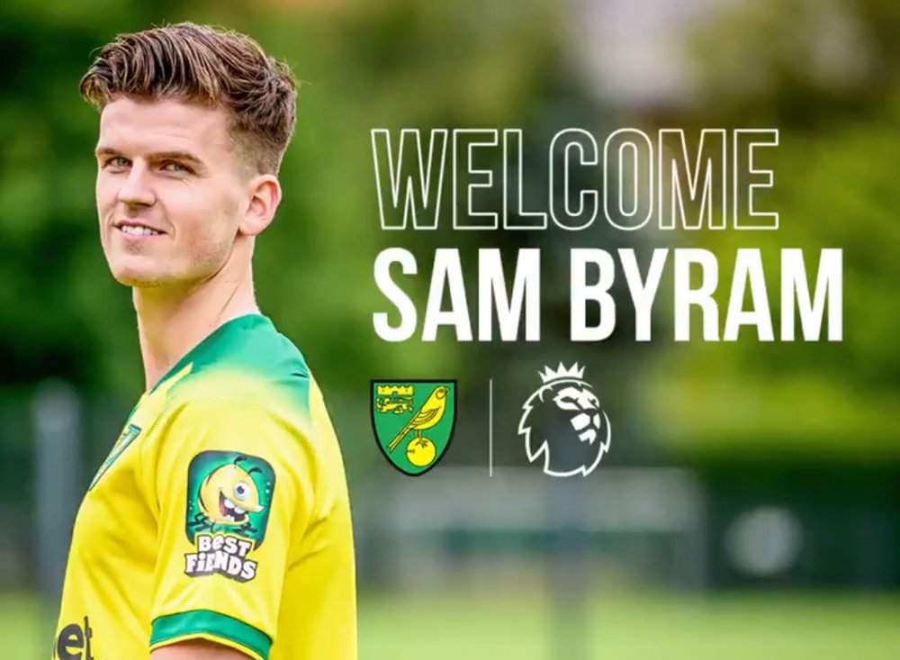 Sam Byram llega hasta junio de 2023. Twitter/NorwichCityFC