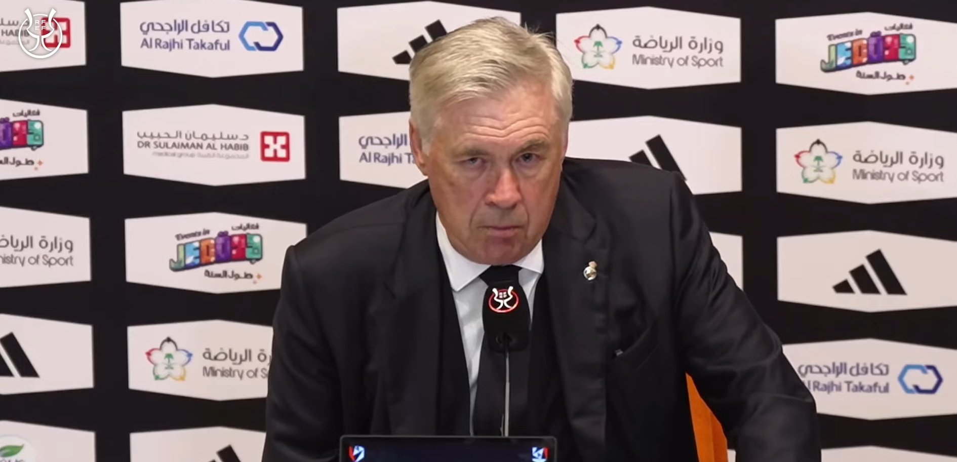 Ancelotti hailed Kylian Mbappe's performance despite the tough defeat. Screenshot/Movistar