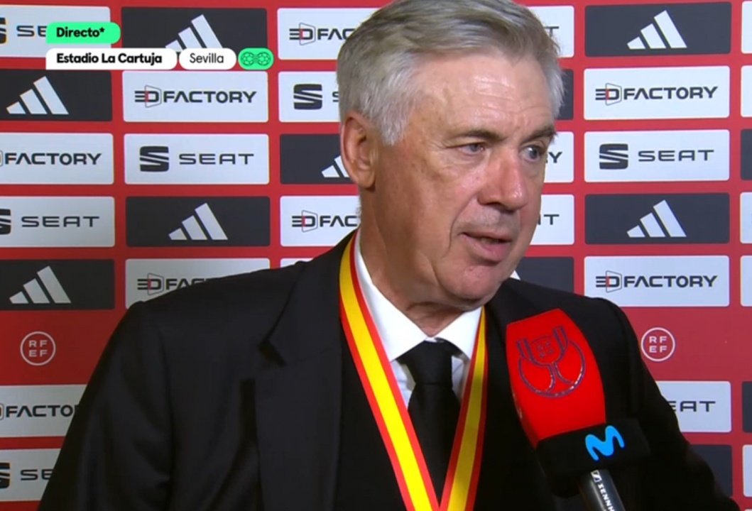 Ancelotti in mixed zone. Captura/Vamos