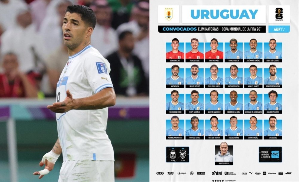 Suárez, convocado con Uruguay. EFE-AUF