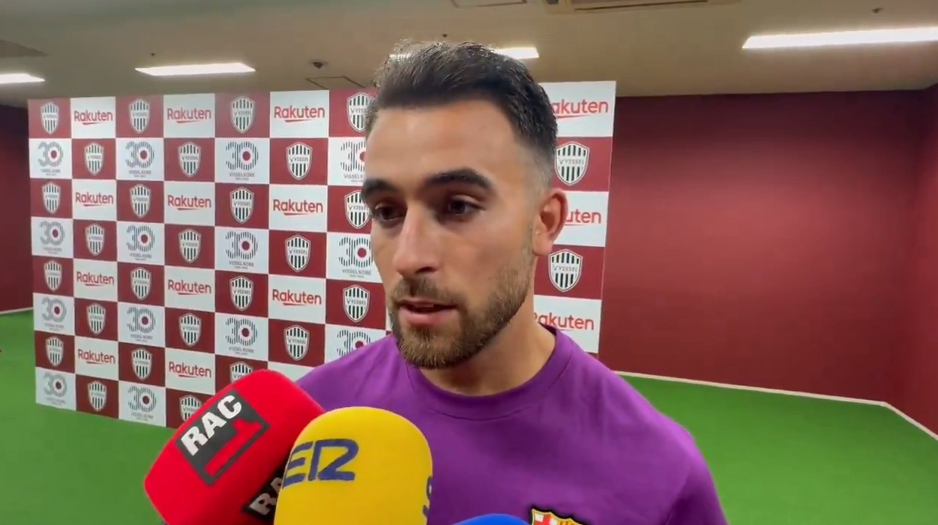 Eric Garcia speaking after the victory against Vissel Kobe. Capture/victor_nahe