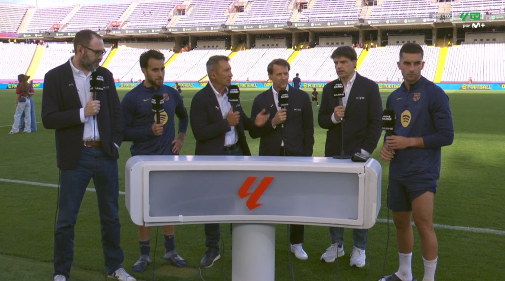 Eric García y Ferran Torres analizaron la victoria ante el Madrid. Captura/Movistar
