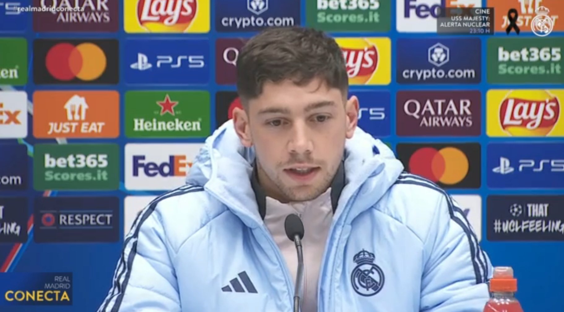 Fede Valverde spoke in a press conference ahead of Atalanta-Real Madrid. Screenshot/RealMadridTV