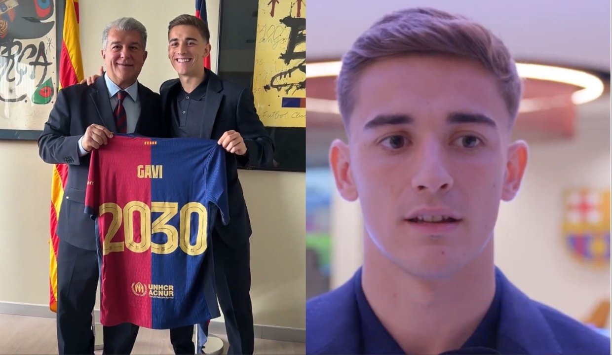 Gavi habló tras renovar con el Barcelona. Captura/BarçaOne