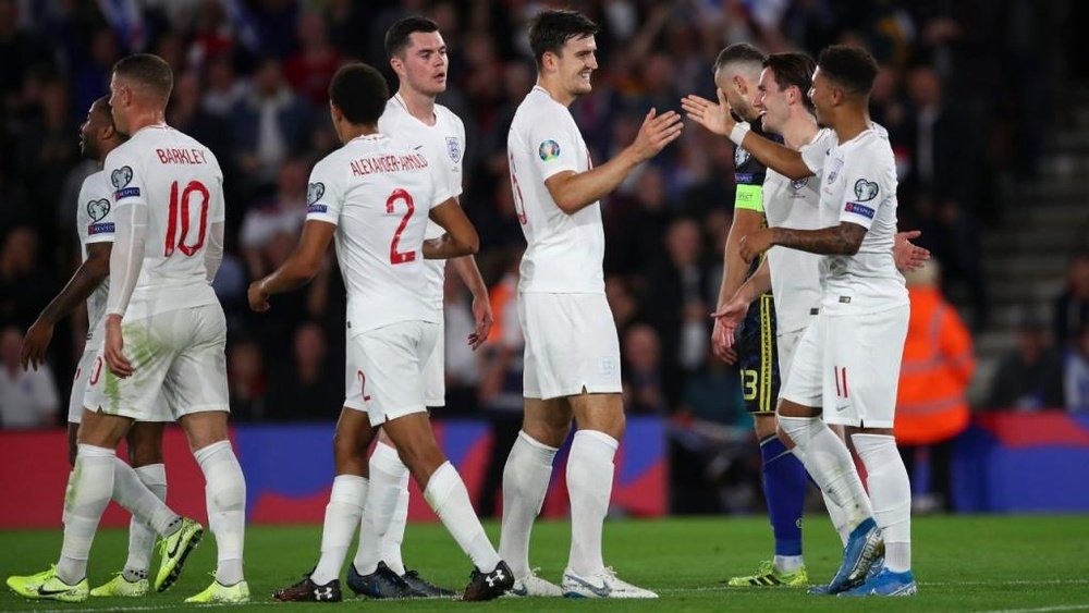 England celebrate after beating Kosovo 5-4. Twitter/England