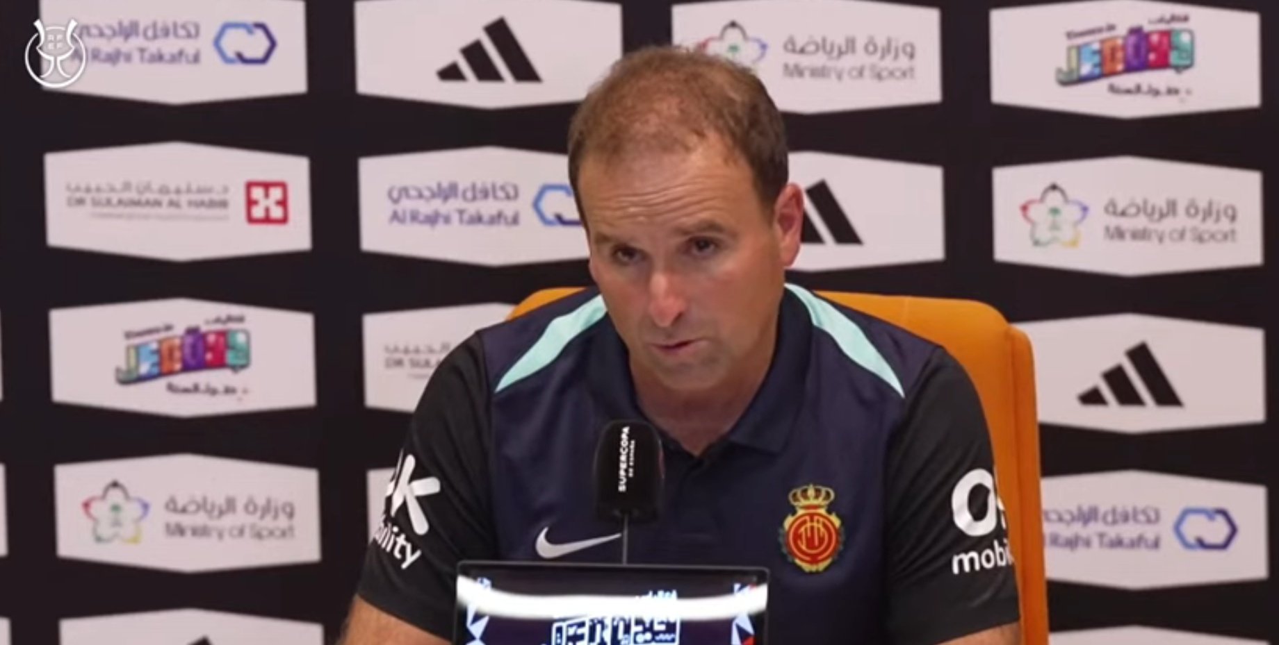 Arrasate was proud of the way his side competed despite the defeat. Screenshot/RFEF