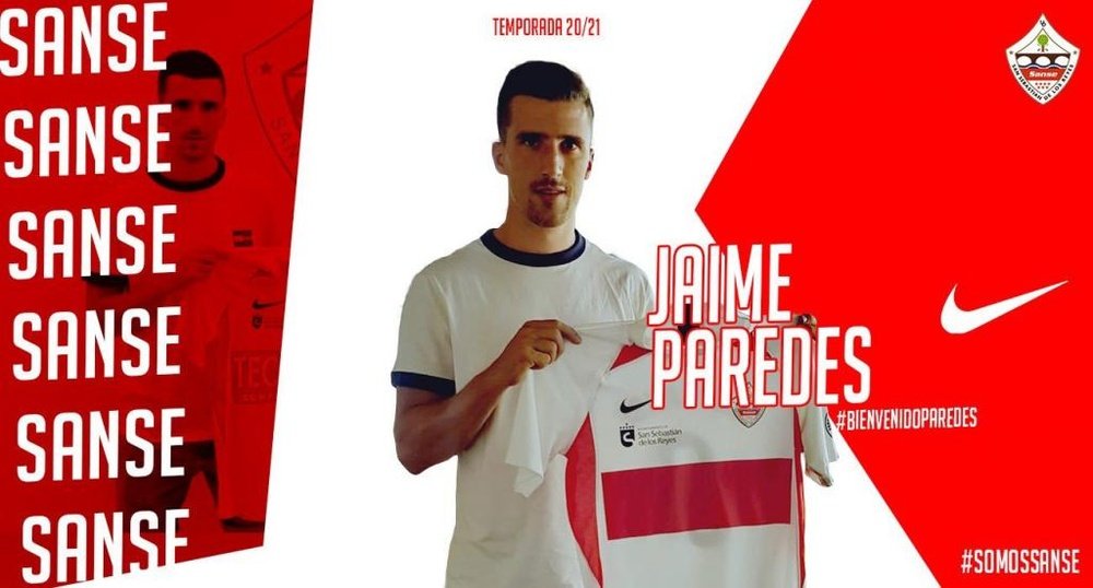 Jaime Paredes, nuevo jugador del Sanse. Twitter/UDSanse