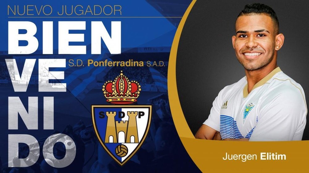 Juergen Elitim, nuevo jugador de la Ponferradina. Twitter/SDP_1922