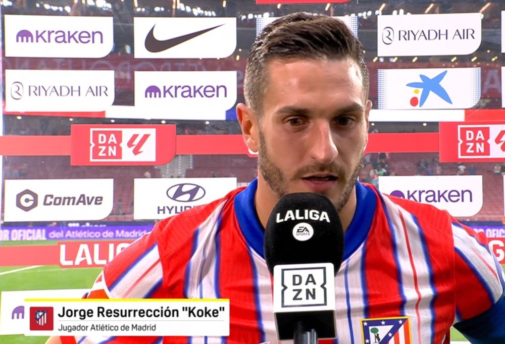 Koke condemned the incident in the stands with Courtois. Screenshot/DAZN
