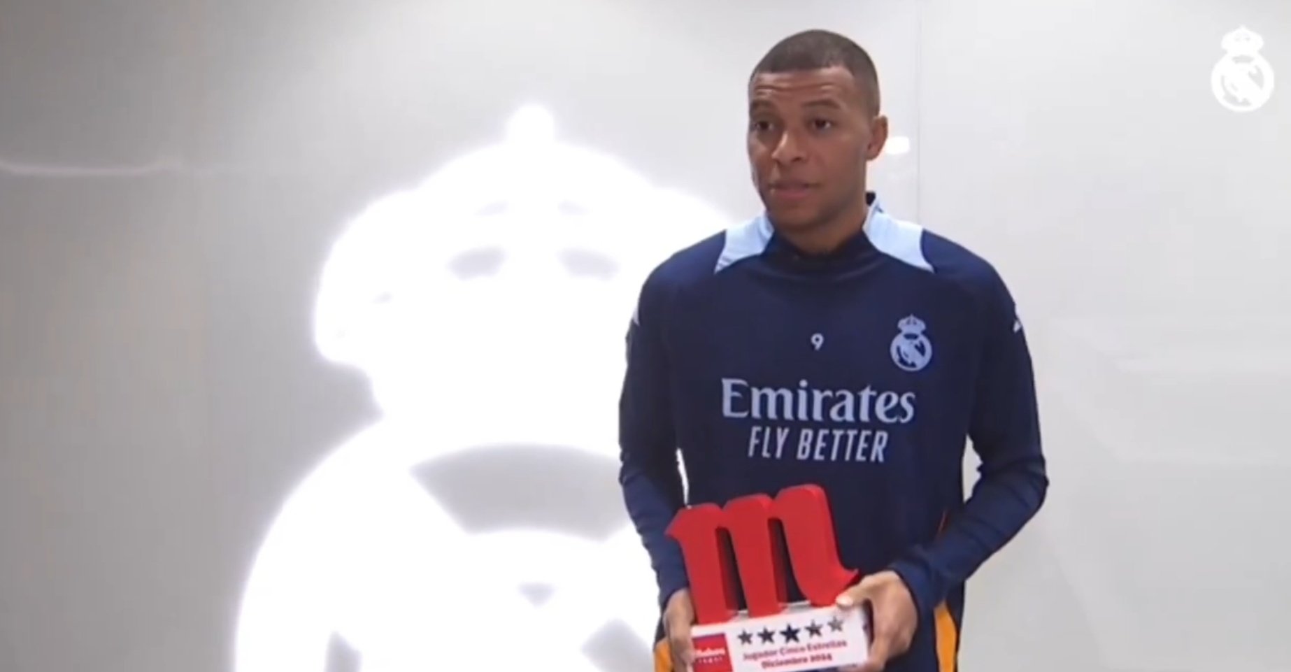 Mbappé, mejor jugador del mes de diciembre. Captura/RealMadridTV