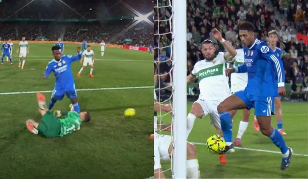 Bellingham puso el 2-2 y el Elche pidió falta sobre Iñaki Peña