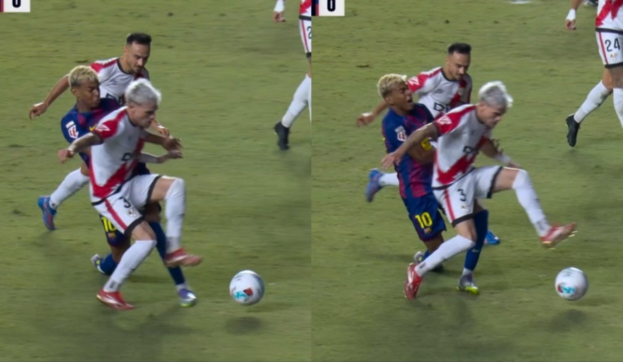 El Barcelona se adelantó de penalti ante el Rayo. Captura/DAZN