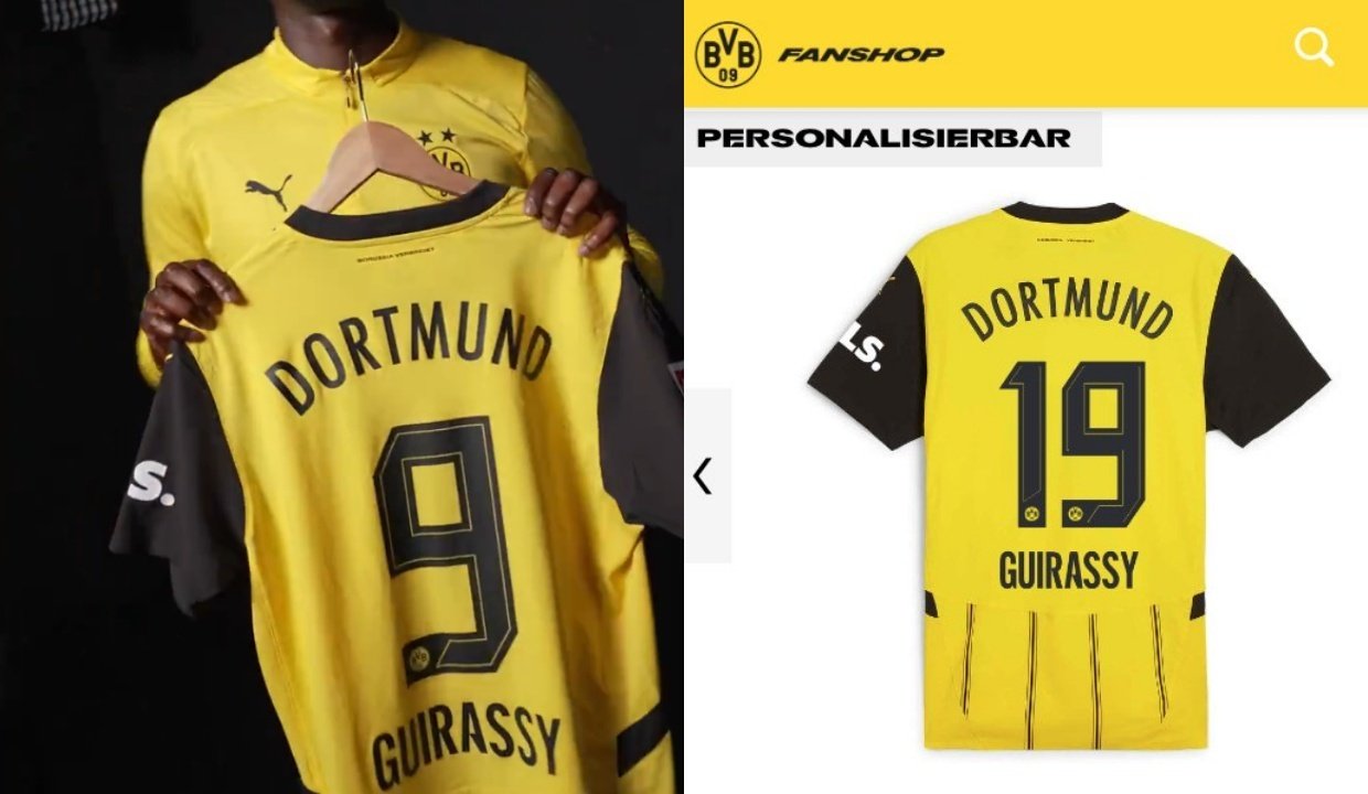 Borussia Dortmund striker Serhou Guirassy will wear the No 9. BVB