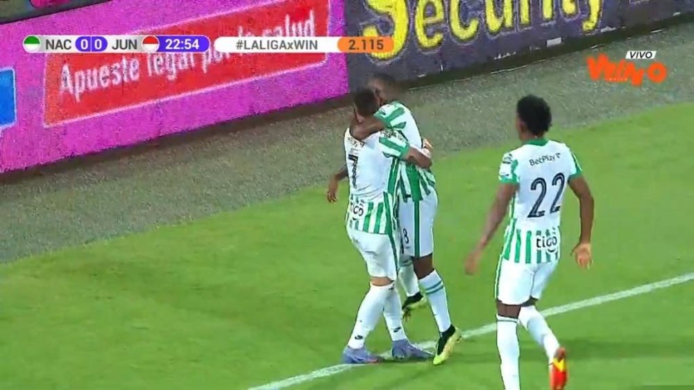 Atlético Nacional empató a uno ante Junior. Captura/WinSport