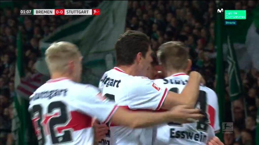 Buen gol del Stuttgart. Captura/Movistar