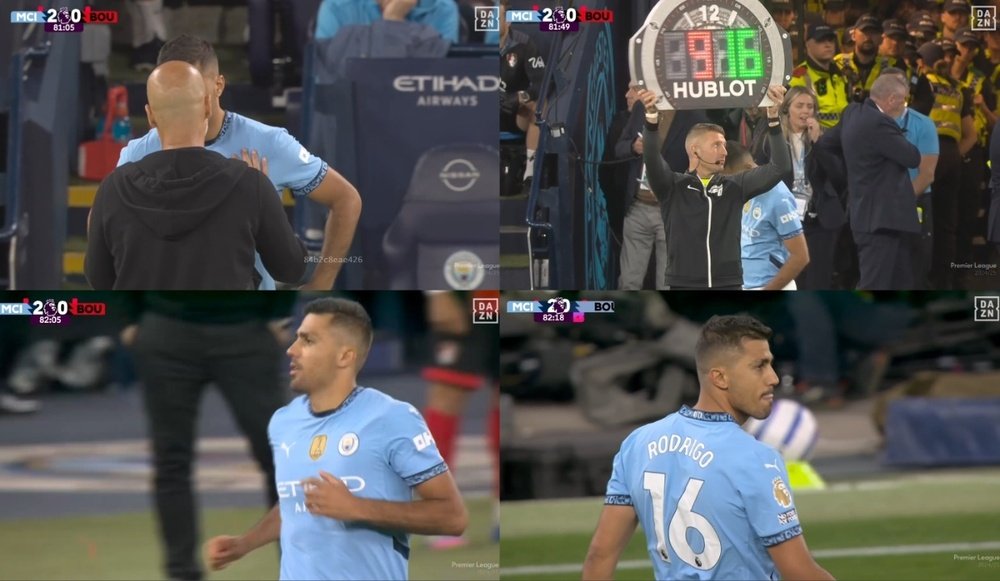 Rodri volvió a jugar despues de casi 8 meses. Captura/DAZN
