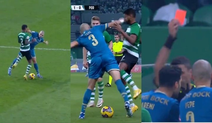 Pepe, expulsado por golpear a un rival en la cara y hacerle sangrar
