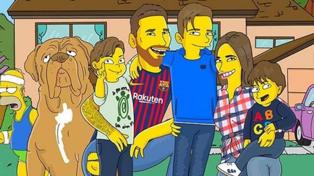 Messi, sua família e seu cão ganham versão no estilo 'Simpsons'. Instagram/RinoRusso