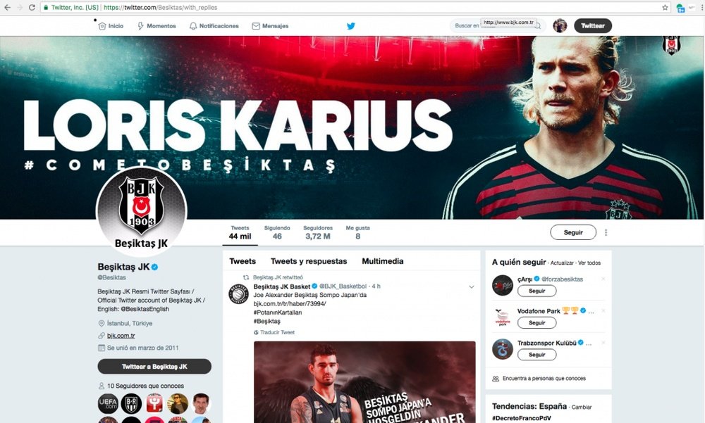 Karius firmó antes de la cuenta. Twitter/Besiktas