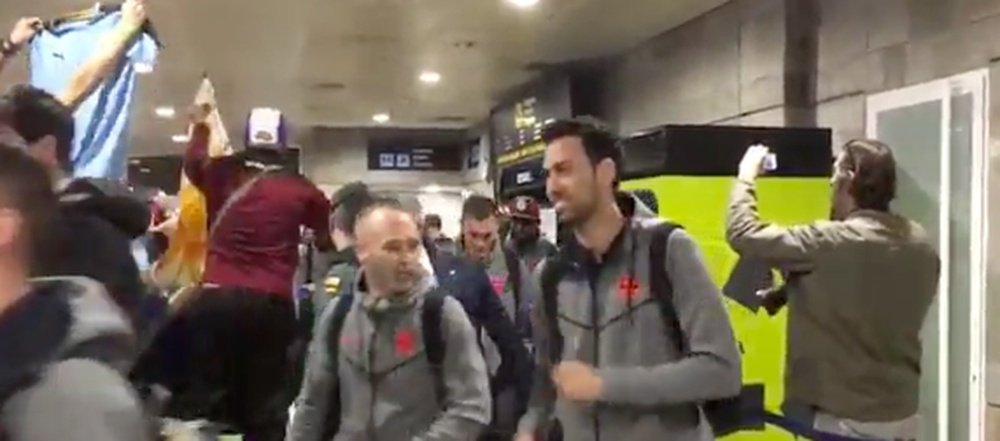 Les joueurs du Barça sont arrivés à La Corogne. Capture