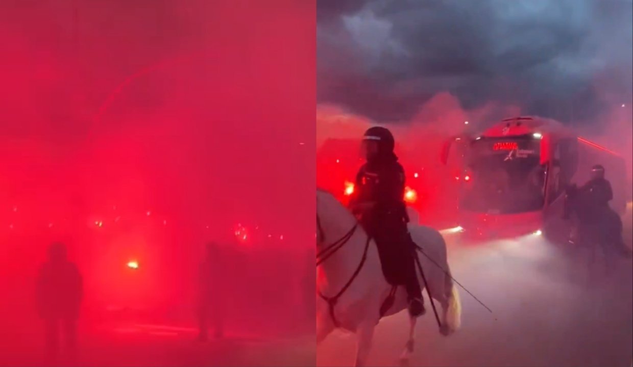 L'accoglienza da brividi dei tifosi colchoneros all'Atletico prima del derby. carrusel/marqoss