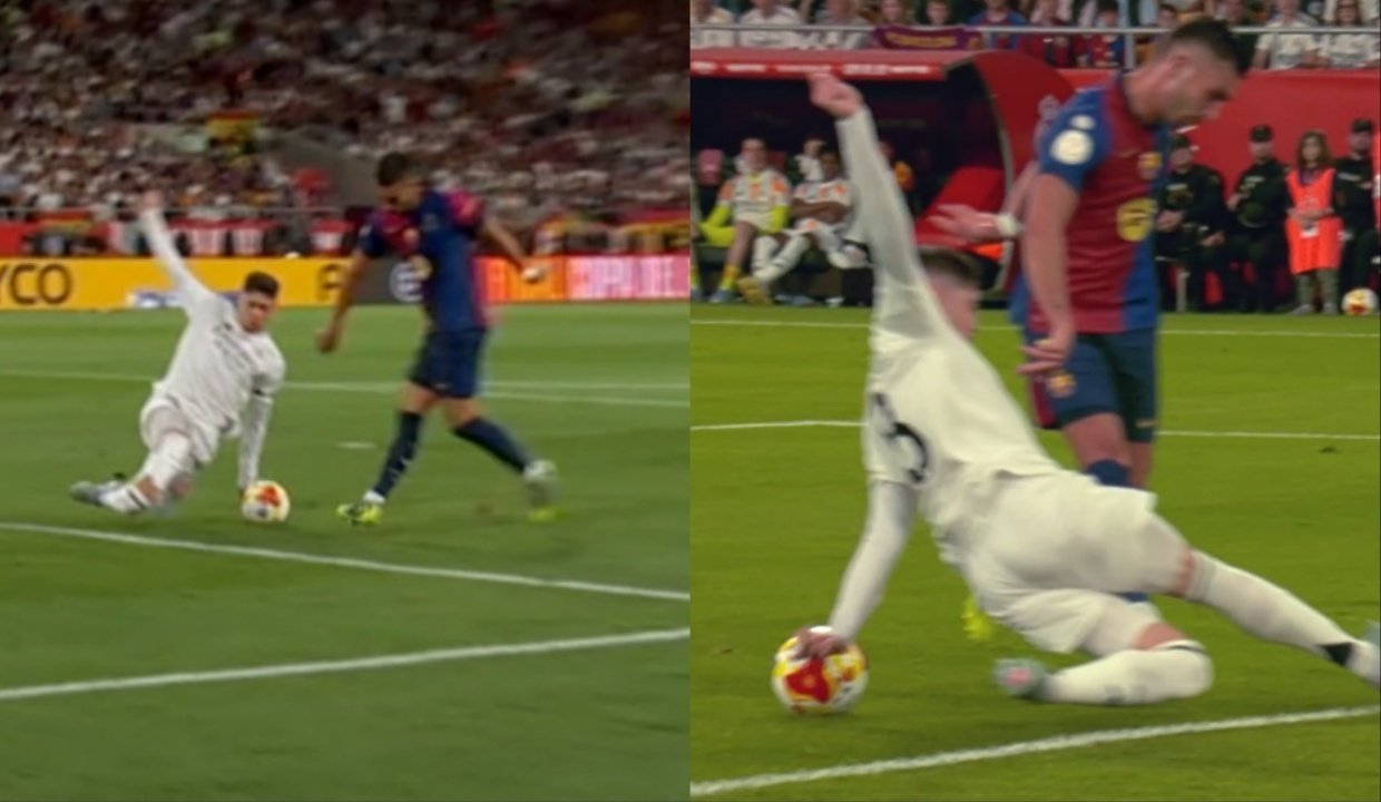 El Barcelona pidió penalti por mano de Valverde. Captura/Movistar