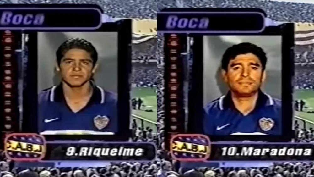 Cuando Maradona y Riquelme pararon el tiempo. Captura/Youtube