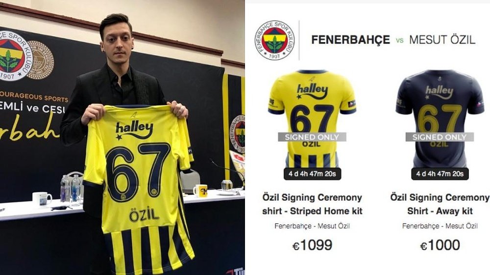 Las camisetas de Özil, desde mil euros. Fenerbahçe-Captura/matchwornshirt
