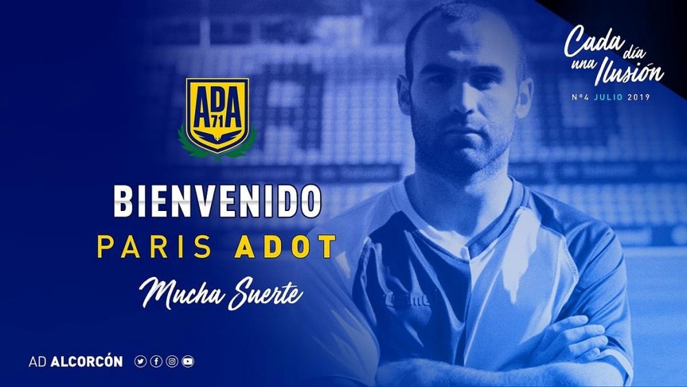 El Alcorcón anunció la incorporación de Paris Adot. Twitter/AD_Alcorcon