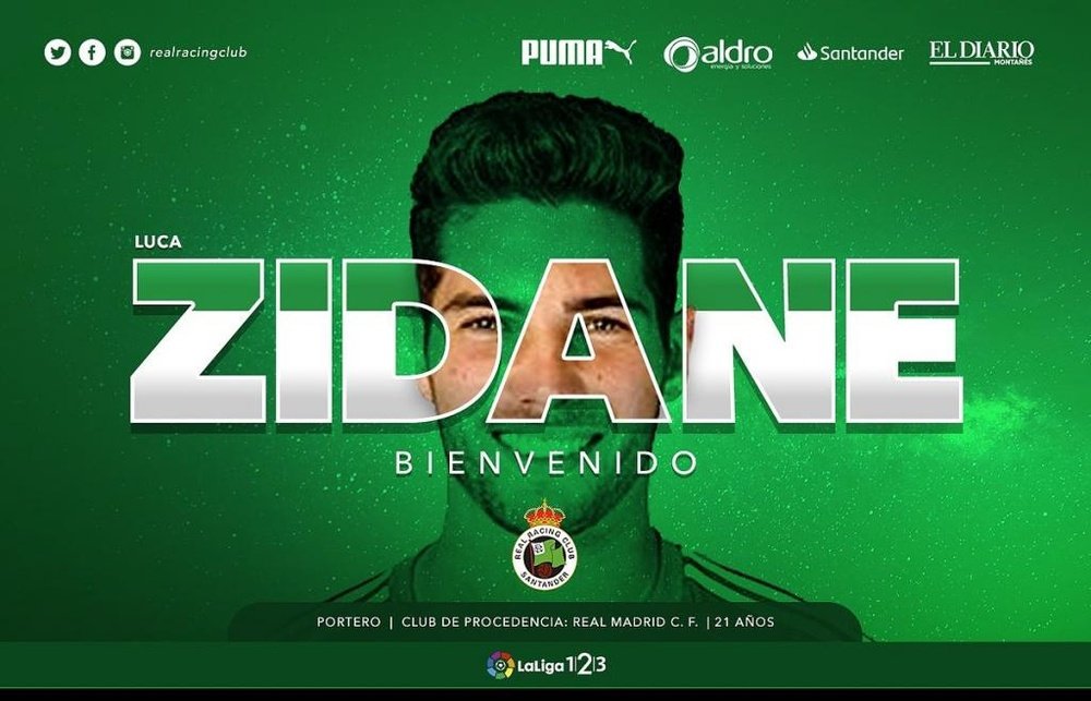 Luca Zidane rejoint le Racing Santander sous forme de prêt. Twitter/racingclub