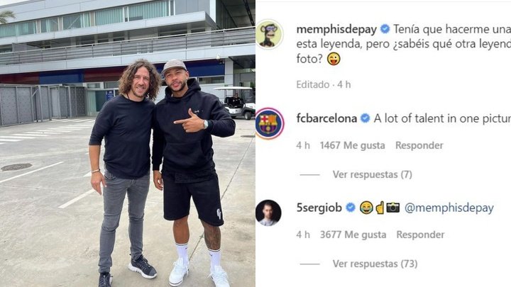 Memphis posted an image with Barcelona legend Puyol