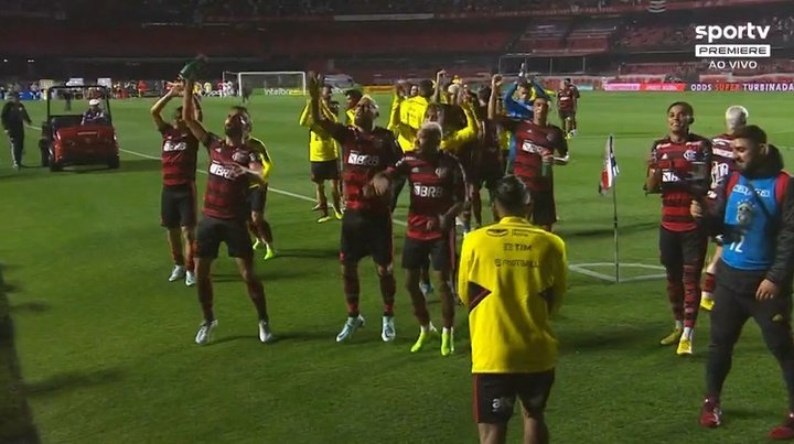 Imagem da vitória do Flamengo no Morumbi.Captura/SporTV
