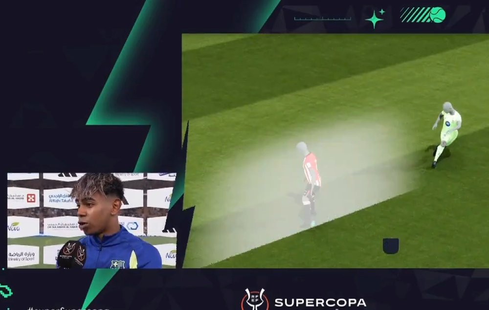 Lamine Yamal hopes Dani Olmo and Pau Victor can play in Sunday's final. Screenshot/Movistar+