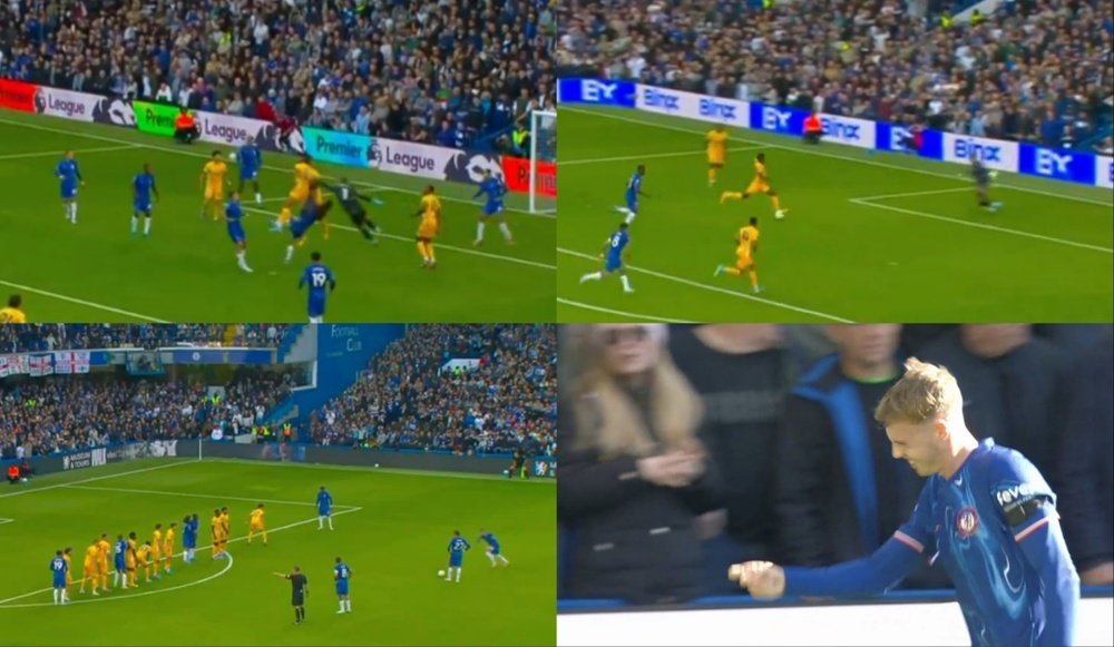 Cole Palmer stole the show for Chelsea in the first half against Brighton. Screenshot/DAZN