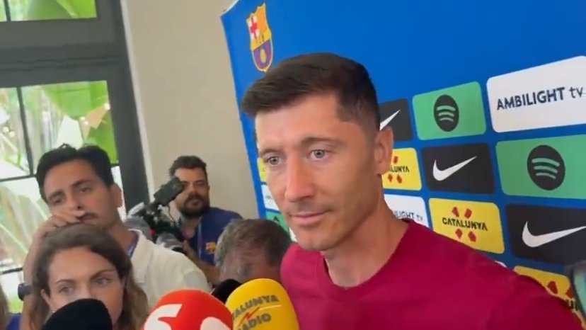 Barca's Lewandowski spoke about their next La Liga goals on Monday. Screenshot/victor_nahe