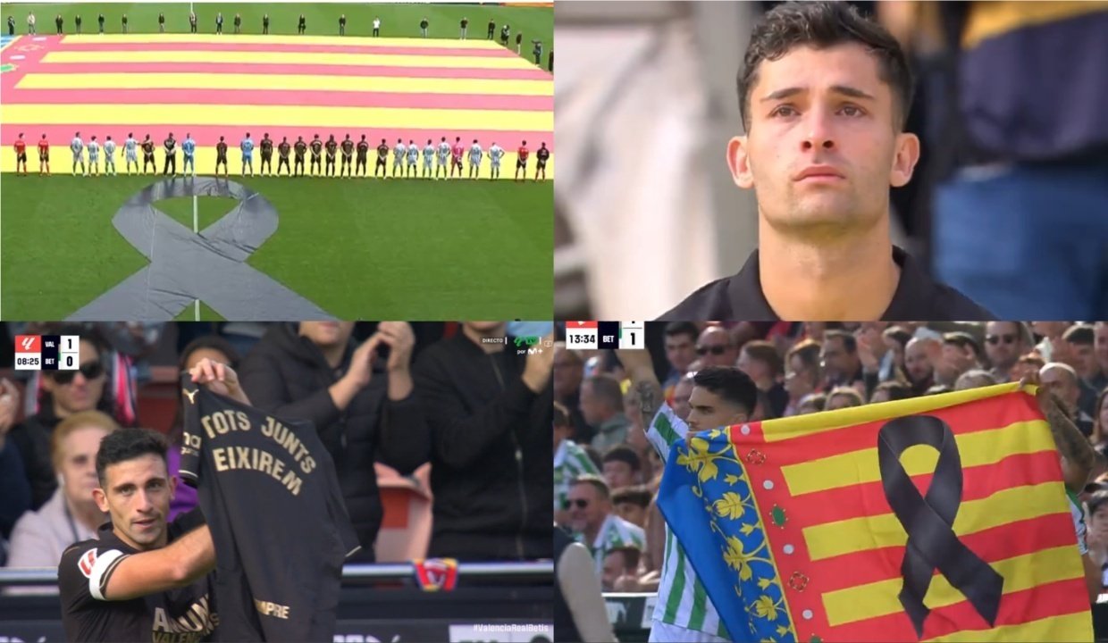 Emotivo homenaje en Mestalla en el valencia-Betis. Captura/MovistarLaLiga