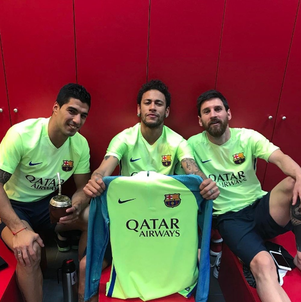 Image des joueurs du FC Barcelone, Neymar, Luis Suárez y Leo Messi. NeymarJr