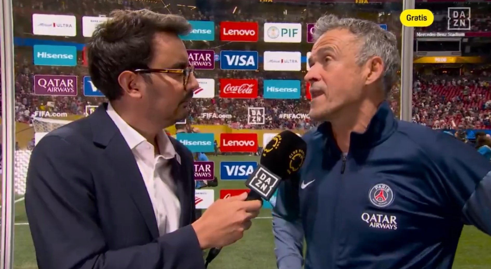 Luis Enrique analizó la goleada al Inter Miami. Captura/DAZN