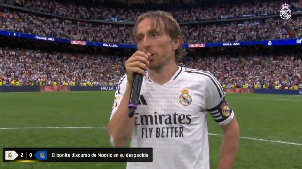 Luka Modric se emocionó en su despedida. Captura/RealMadridTV