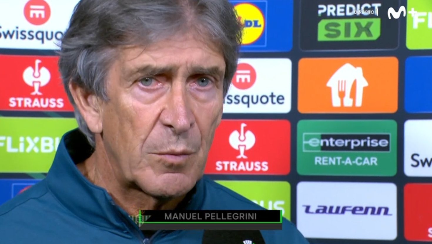 Pellegrini, tras la derrota ante el Chelsea. Captura/Movistar