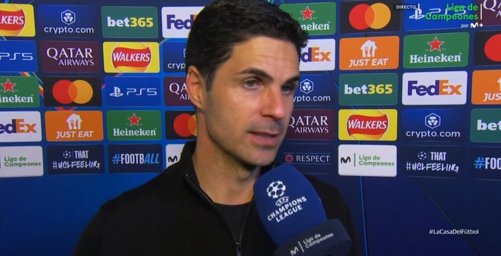 Arteta destacó el trabajo de su equipo para la victoria. Captura/MovistarLigadeCampeones