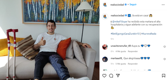 Mikel Oyarzabal recibió el alta. Instagram/realsociedad